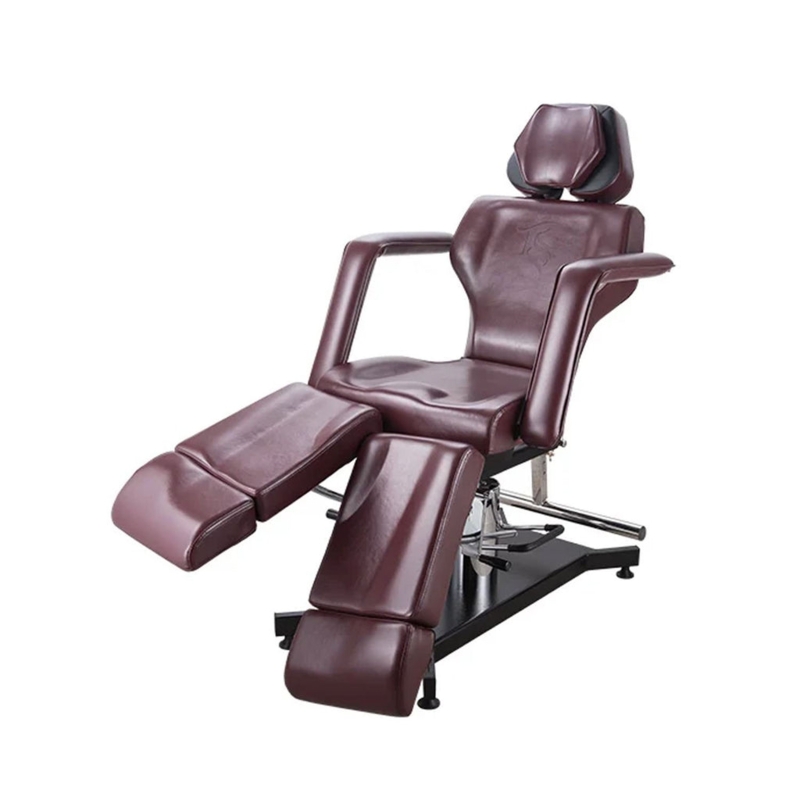 Oxblood Tattoo Client Chair with Hydraulic Split Legs