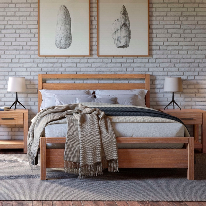 Panel Bed: Rustic Modern Style in Weathered Pine Finish