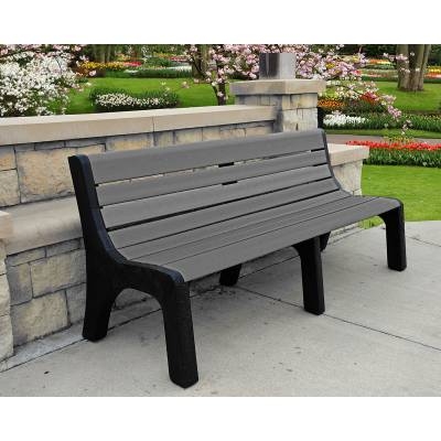 Park Bench with Armless Silhouette, Driftwood Grey Recycled Slats