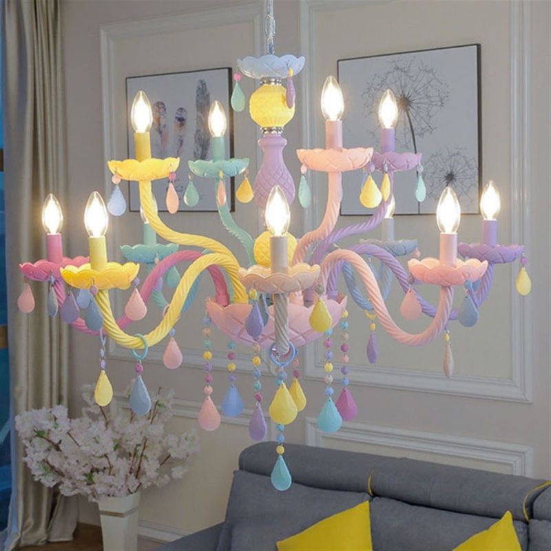 Pastel Multi-Arm Chandelier featuring Twisted Rope Texture Arms