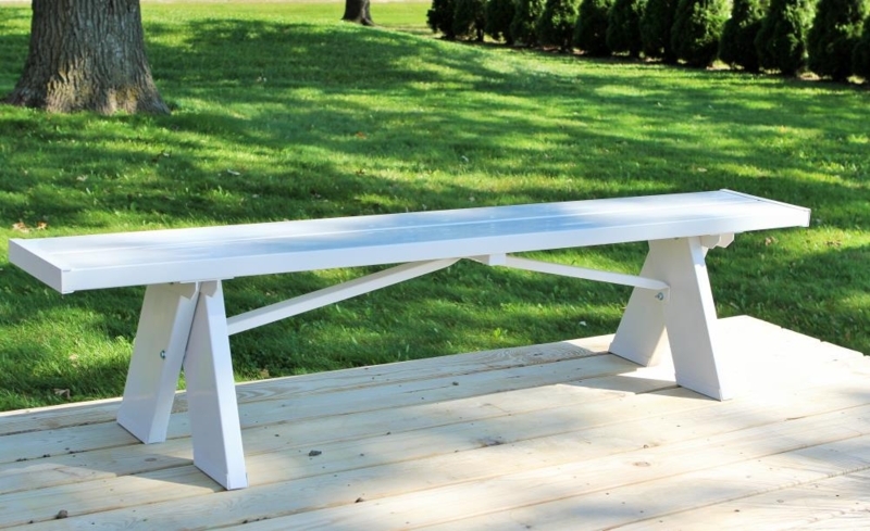 Patio Bench with A-Frame Legs, Bright White Vinyl Finish