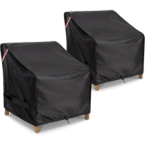 Patio Chair Covers With Side Handles And Tricolor Accent Ribbon