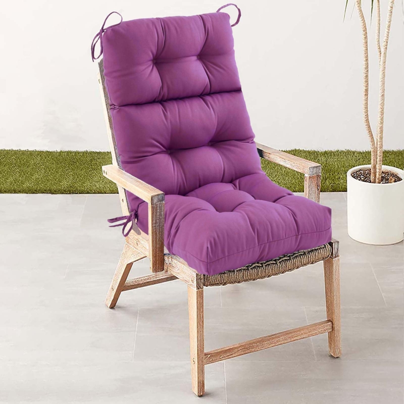 Patio Chair Cushion Deep Purple Tufted High Back Rustic Woven Rope