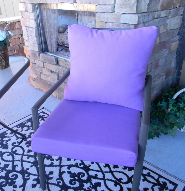 Patio Chair Lavender Purple Bronze Frame Square Back Pillow Modern