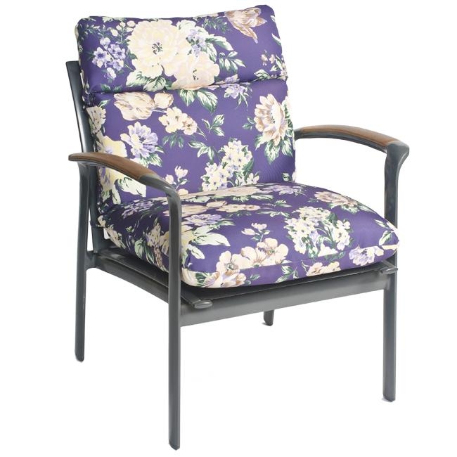 Patio Club Chair Purple Floral Print 3-Piece Cushion Charcoal Frame
