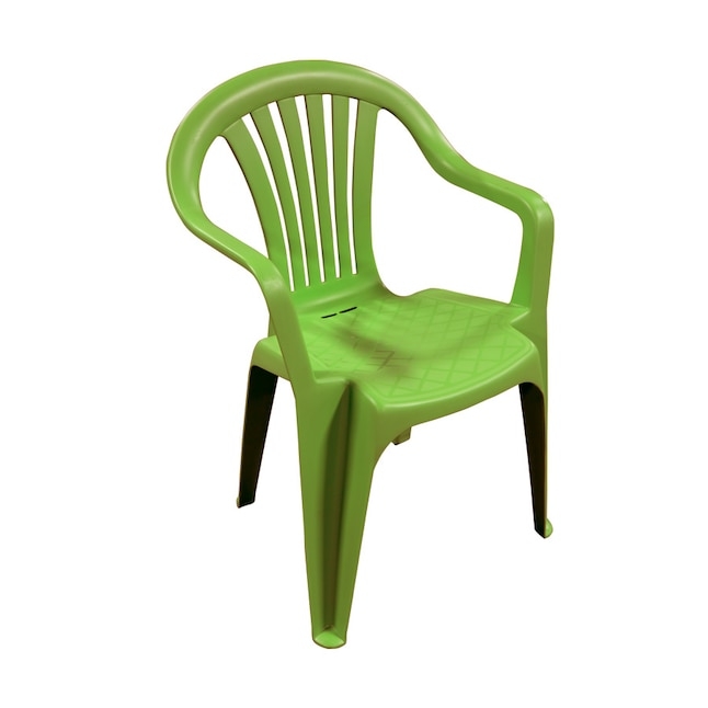Patio Dining Chair Lime Green Resin Diamond Textured Seat Slatted Back
