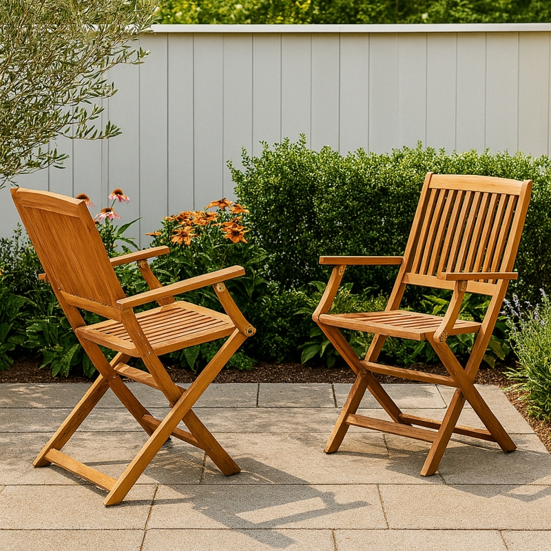 Patio Dining Chair Natural Oil Finish Acacia, Folding Acacia Wood Chairs
