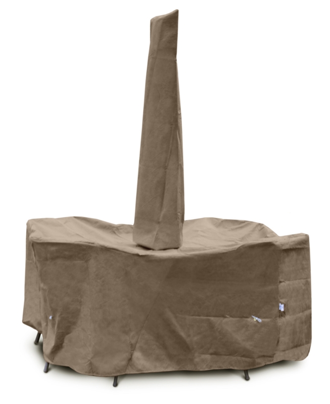 Patio Furniture Cover Taupe Umbrella Hole Sleeve Cinch Tabs Floor Length