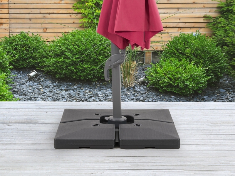 Patio Umbrella Base Four Piece Modular Design Fillable Offset Support
