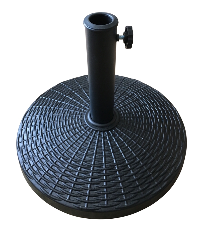 Patio Umbrella Base Woven Texture Resin Round, Black Woven Umbrella Base