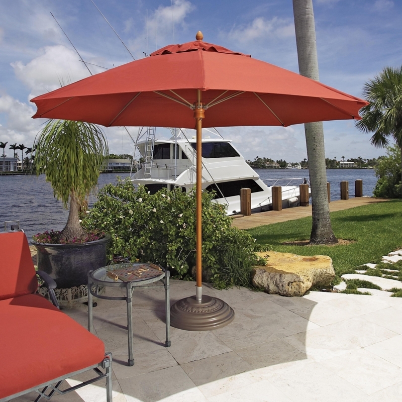 Patio Umbrella Burnt Orange Canopy Decorative Cast Base Vented Top Bronze