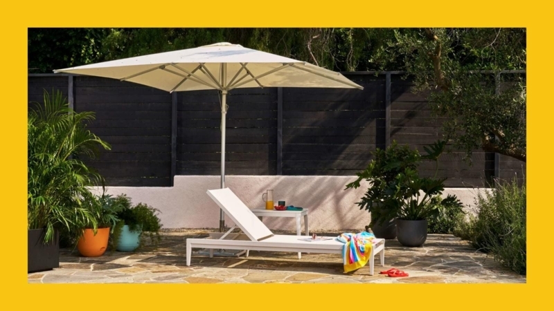 Patio Umbrella Square Canopy Multi Rib Structure Crisp White Matte Finish