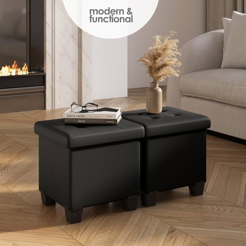 Pebbled Texture Storage Ottoman with Modular Design