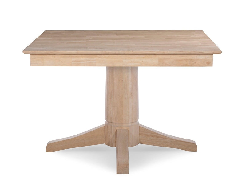 Pedestal Dining Table Light Honey Wood Butcher Block Surface