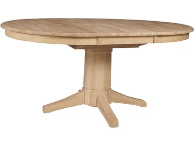 Pedestal Dining Table with Unfinished Look and Butterfly Leaf Extension