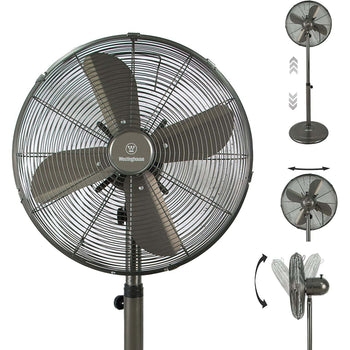 Pedestal Fan, All Metal Build, Gunmetal Grey Finish, Vintage Aesthetic