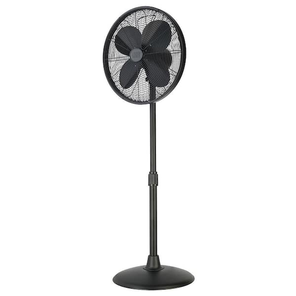 Pedestal Fan featuring Matte Black Finish, Retro Silhouette, All Metal