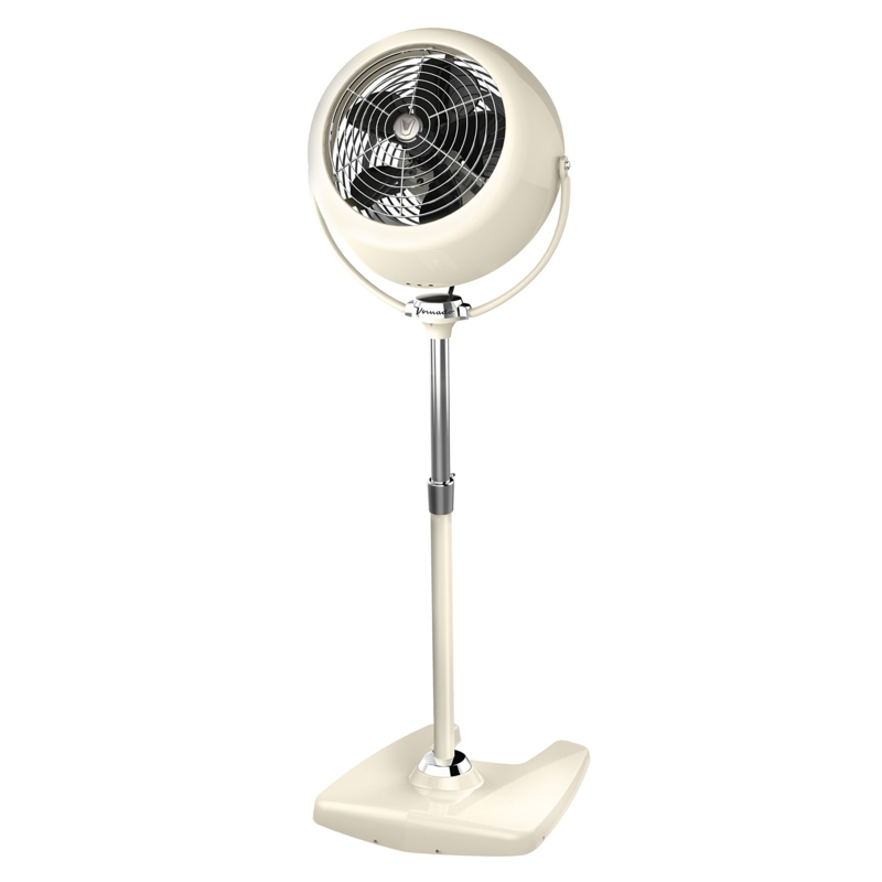 Pedestal Fan, Vintage White Finish, Aerodynamic Design, Mid-Century
