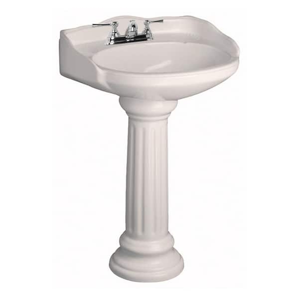 Pedestal Sink Bisque Finish Fluted Base Scalloped Rim Traditional