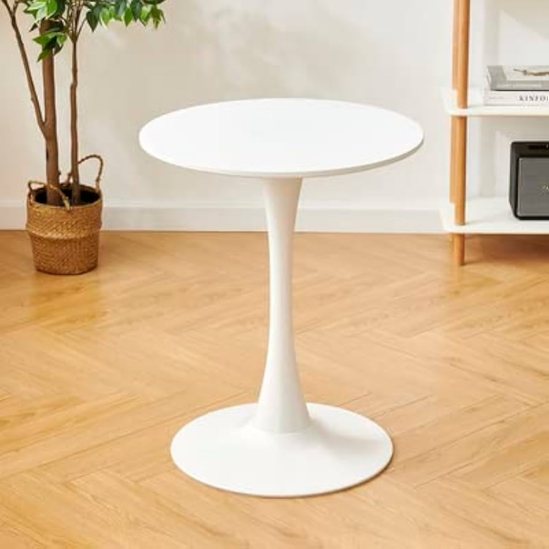 Pedestal Table Matte White Finish Tulip Base Round Top Minimalist