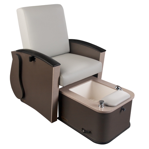 Pedicure Chair with Plumbed Hydrotherapy Tub and Bronze Brown Panels