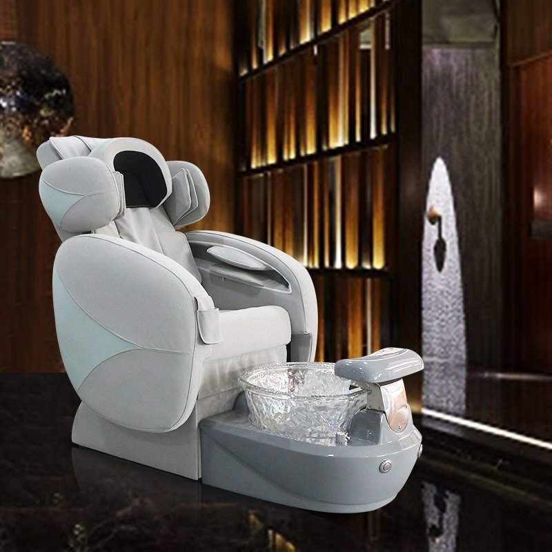 Pedicure Massage Chair with Winged Headrest in Dove Gray