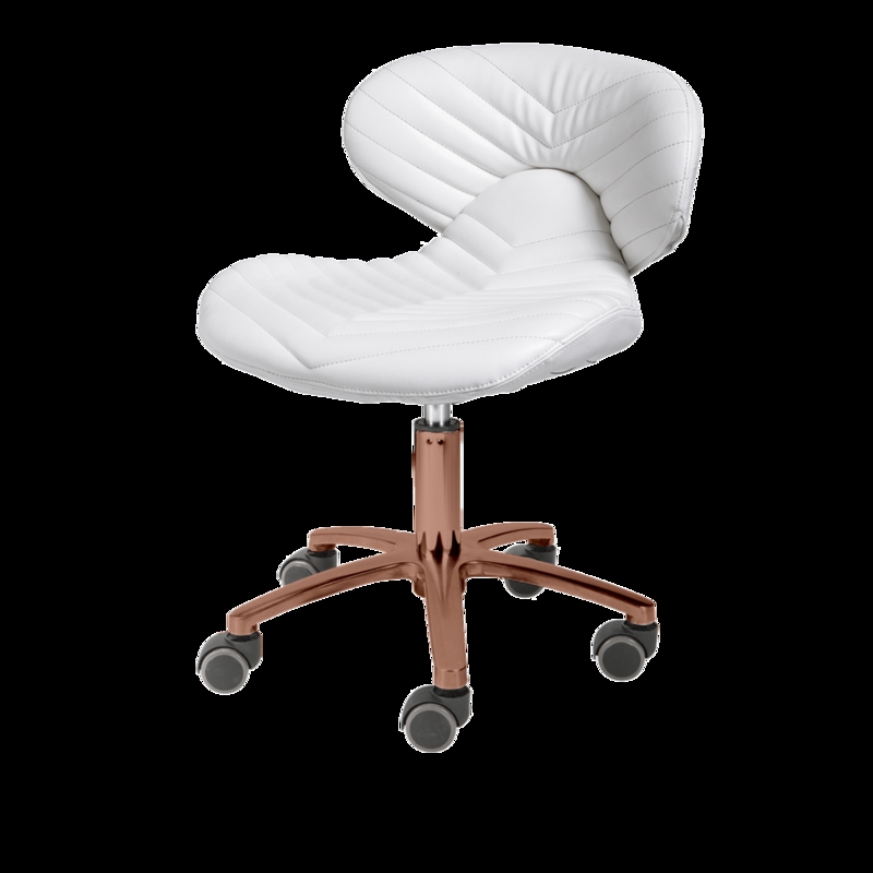Pedicure Stool Chevron Stitching Rose Gold Base Low Back Rolling