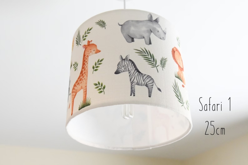 Pendant Lampshade Sage Green Botanical Accents Watercolor Safari