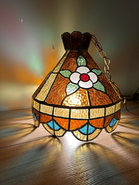 Pendant Light Amber Daisy Pendant Light Hammered Glass Texture