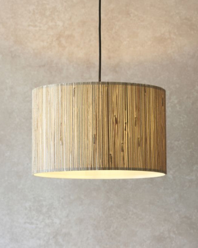 Pendant Light Drum Shade Vertical Weave Seagrass Coastal Chic