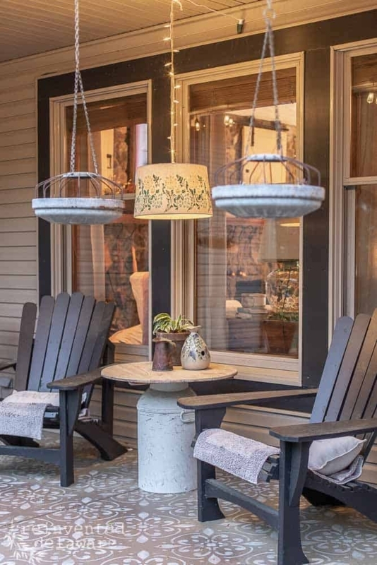 Pendant Light, Farmhouse Porch Decor with Floral Print Shade