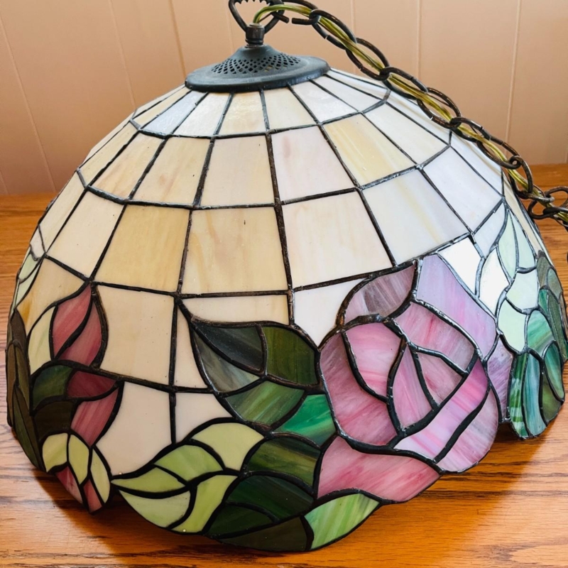 Pendant Light Floral Motif Hanging Light Moss Green Rose Perforated Cap