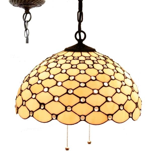 Pendant Light Jeweled Stained Glass Pendant Honeycomb Lattice Amber