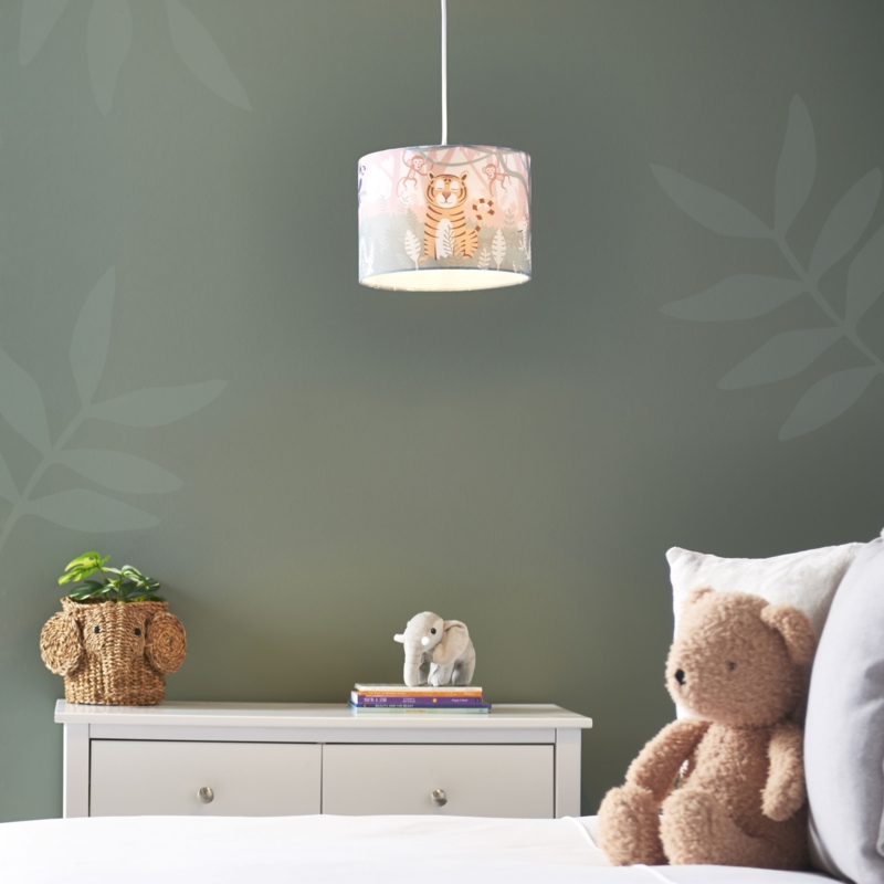 Pendant Light Shade Multicoloured Tiger Illustration Safari Print