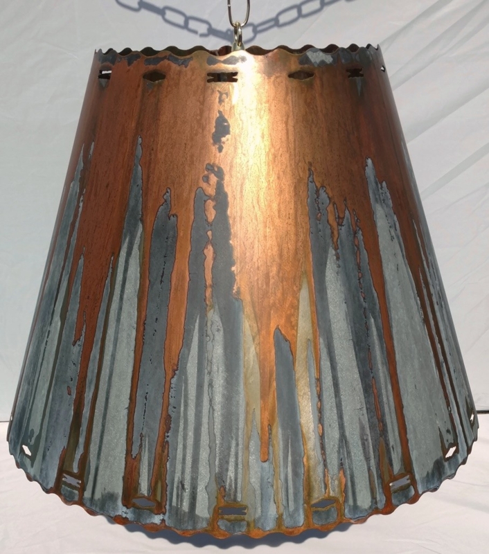 Pendant Light Shade: Rust Patina Light with Scalloped Rim
