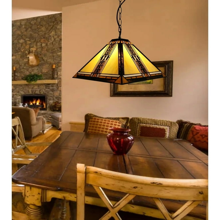 Pendant Light Tiffany Pyramid Pendant Light Mission Style Amber