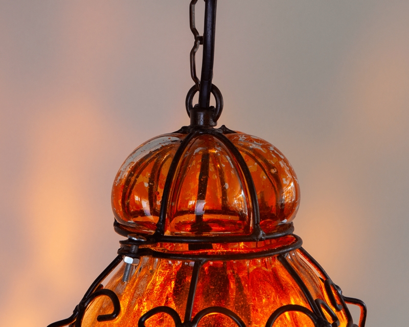 Pendant Light Venetian Caged Glass Scroll Detail Vintage Style Decor