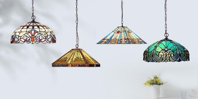 Pendant Lights Vintage Jewel Tone Lighting Mixed Shapes Floral Geometric