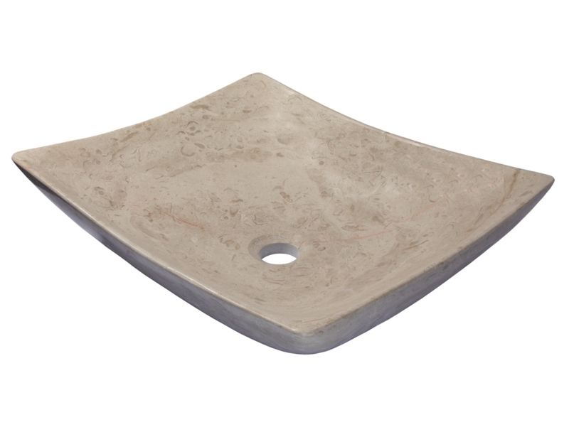 Penny Grey Marble Vessel Sink: Flared Square Thin Lip