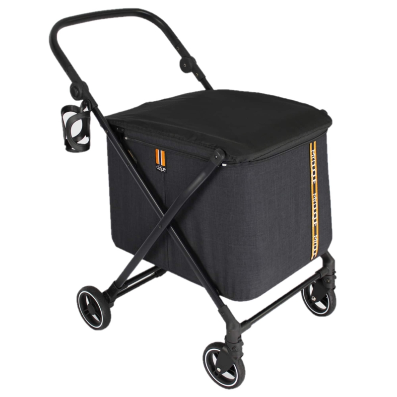 Personal Shopping Cart with Zippered Lid, Charcoal Grey Fabric, Urban Cart