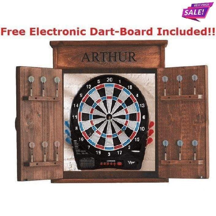 Personalized Dartboard Cabinet with Electronic Scoreboard and Doors