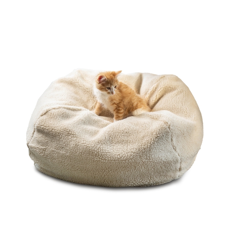 Pet Bean Bag Sherpa Puff Ball with Sunken Center