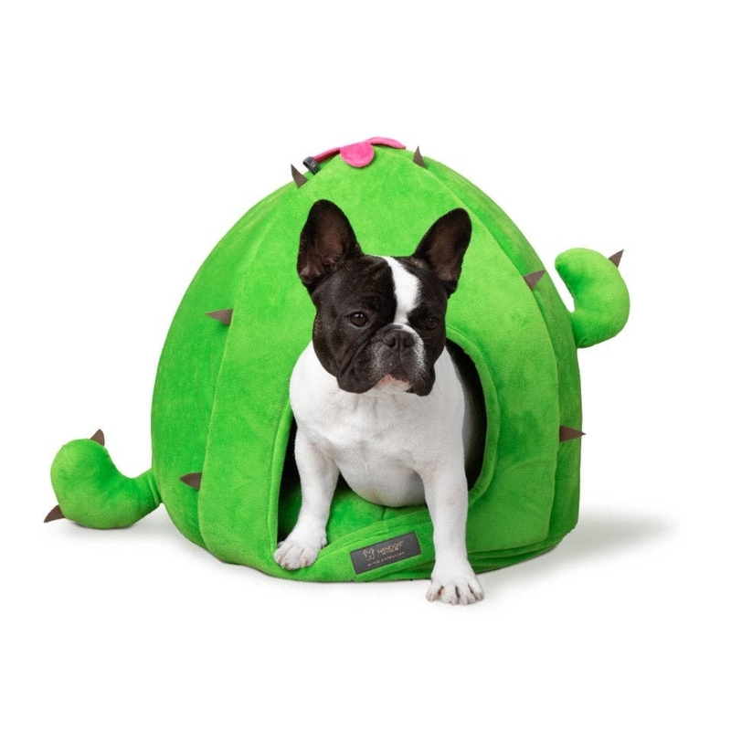 Pet Bed Cactus Shape Lime Green Plush Hut