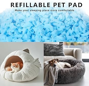 Pet Bed Filler Shredded Memory Foam Cooling Gel Blue