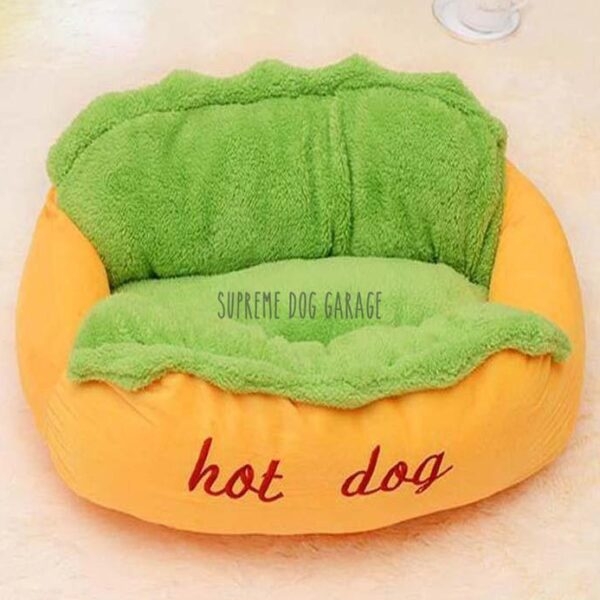 Pet Bed Lettuce Ruffle Hot Dog Plush Green Fun