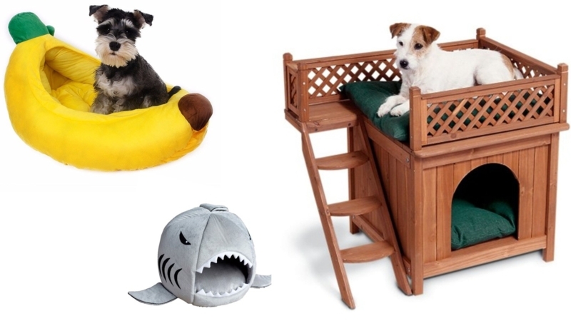 Pet Bed Set Novelty Shapes Two Story Wooden Rustic