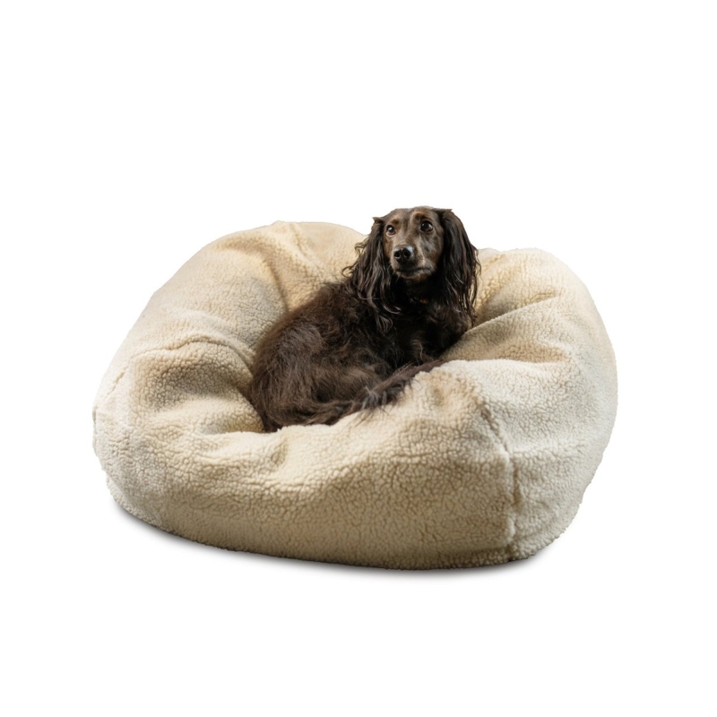 Pet Bed Sherpa Fleece Puff Ball Shape Sunken Center