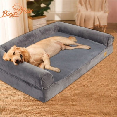 Pet Cuddler Couch Charcoal Gray Bolstered Sides Plush Fabric Dog Lounge