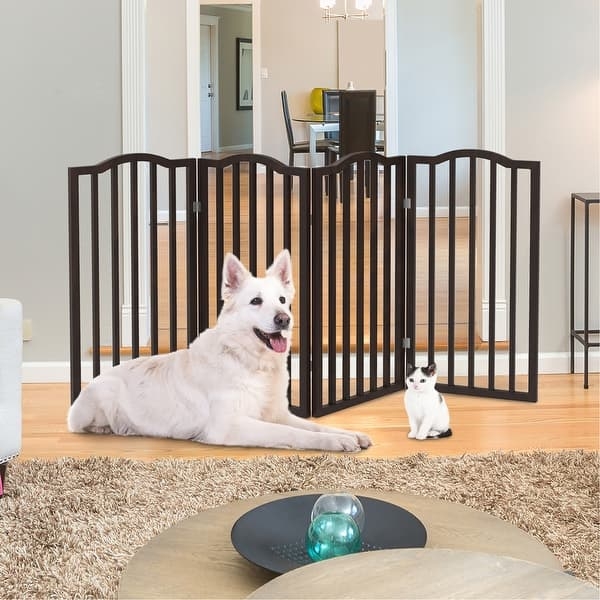 Pet Gate, Transitional Dark Espresso 4-Panel Tall Barrier with Arched Top