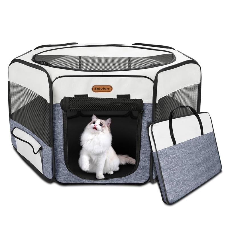 Pet Playpen Heather Grey Octagonal Portable Carry Bag